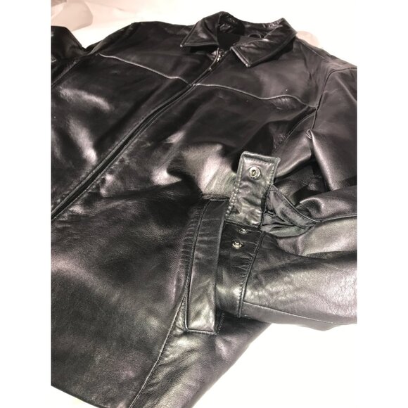 Jhane Barnes Men's Soft Black Leather Full Zip Jacket Coat - Picture 3 of 10